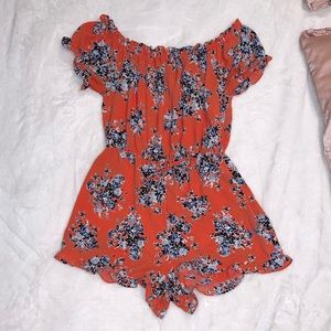 Cute coral and blue romper! Super cute for spring!!